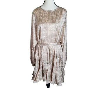 Talulah Women's Size Large Polka Dot Dress Tie-Waist Balloon Sleeve Swing Style